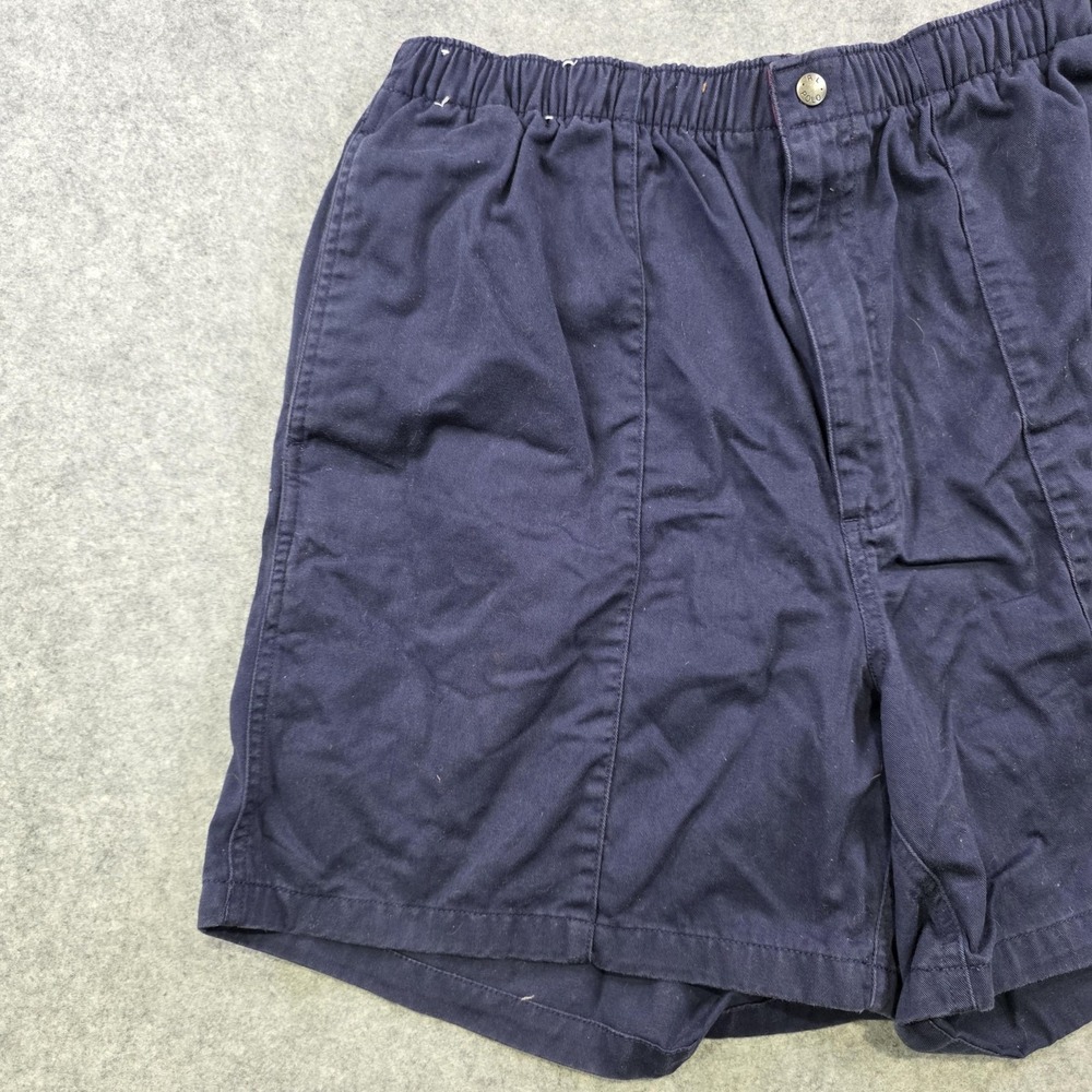 VTG Polo Ralph Lauren Shorts Mens 34 Blue Chino Pony Logo Elastic Waist 7 Inseam - Picture 3 of 16
